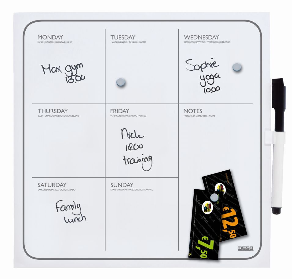 Magnetische weekplanner 35x35 + stift