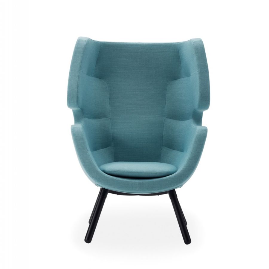 SOFTLINE Moai fauteuil met houten vierteens onderstel