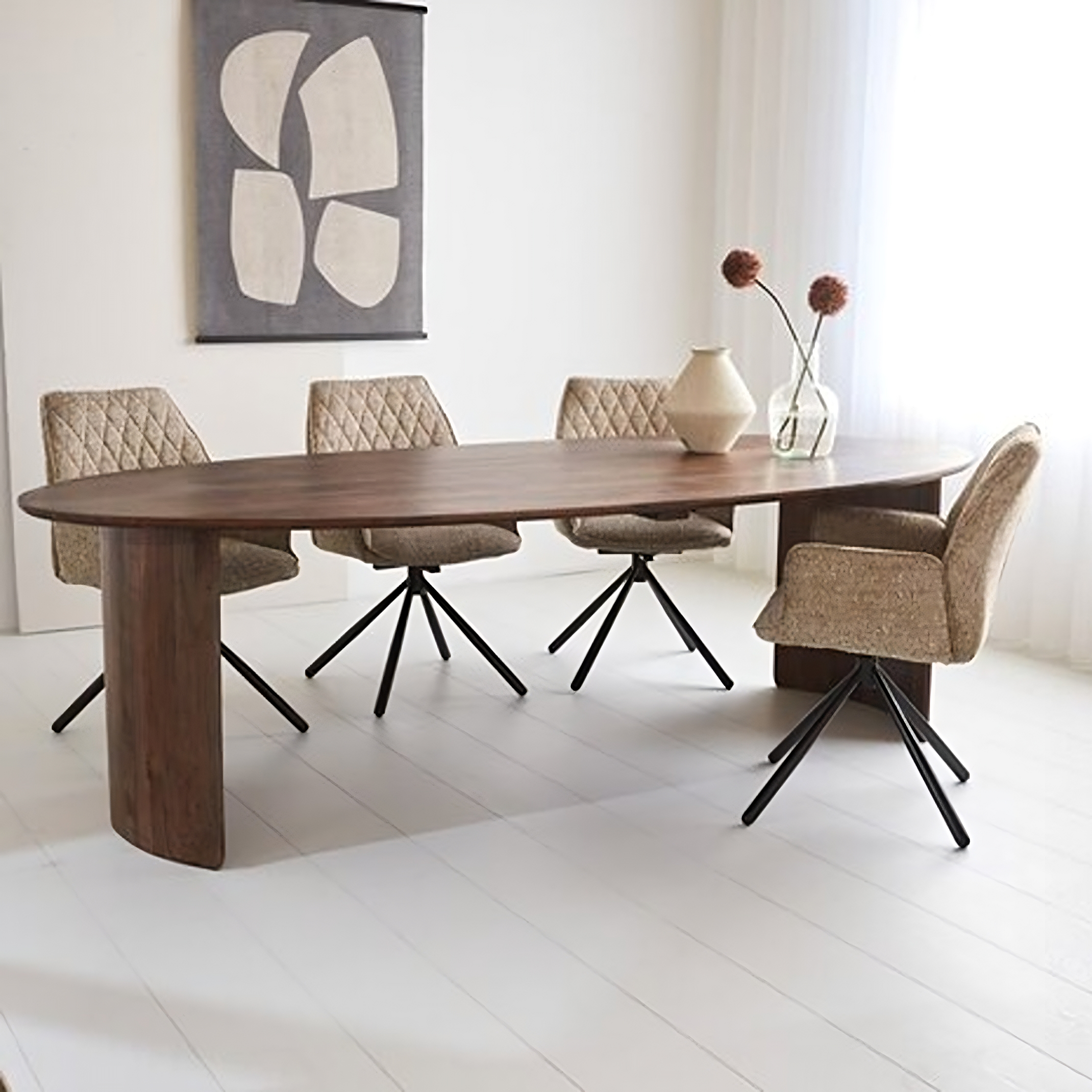 Oval Dining Table Muiden Walnut 240x110 cm