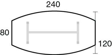 Barrel-shaped meeting table | 240 x 120cm