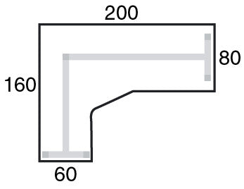 Bureaublad Wing 200x160/80cm.