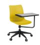 Celis Draaibare Stoel met Schrijfplank, ergonomisch en verrijdbaar met een stevig vijfteens frame op wielen. Voorzien van een polypropyleen kuip en een schrijfplankje met een zwarte polyurethaan rand en laminaat toplaag. Ideaal voor onderwijsruimtes, klas