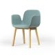 Moderne vergaderstoel met houten frame, ergonomische gestoffeerde zitting en stevige vierpootconstructie. Stijlvol en comfortabel, ideaal voor kantoren, vergaderruimtes en zorginstellingen. Voorzien van kunststof glijders voor vloerbescherming en eenvoudi