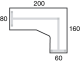 Bureaublad Wing 200x160/80cm - Rechts