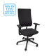 Afbeelding van de Viasit Newback Bureaustoel, een ergonomische bureaustoel met Ultra Spring 1502 technologie, uitgevoerd in stijlvol zwart Harlequin stof. De stoel heeft een verstelbare zithoogte, zitdiepte en lumbaalsteun, geschikt voor thuiswerkplekken 